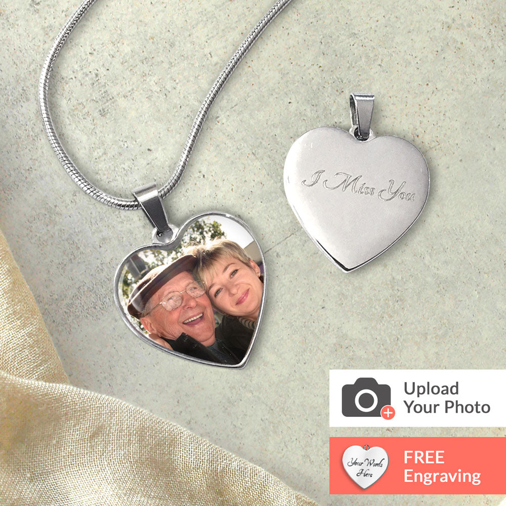 Personalized Photo MEMORIAL Heart Necklace
